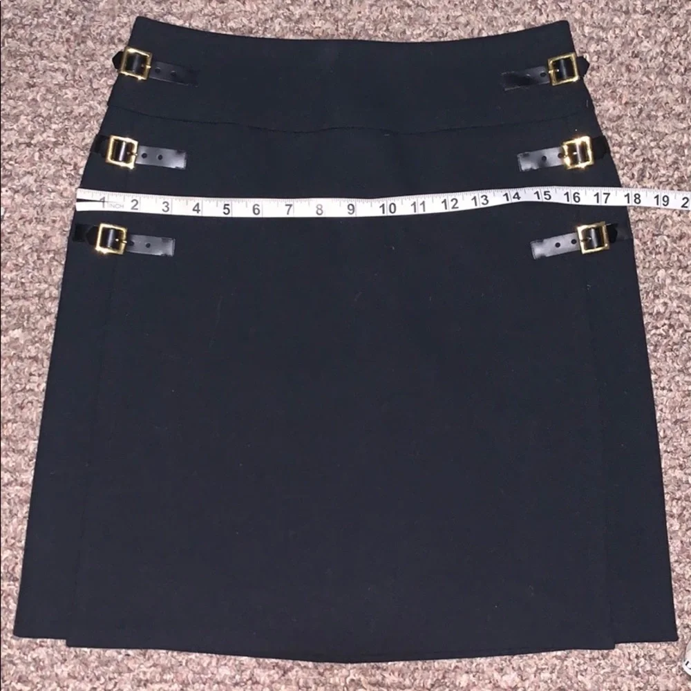 etcetera black double slits buckled pencil skirt M